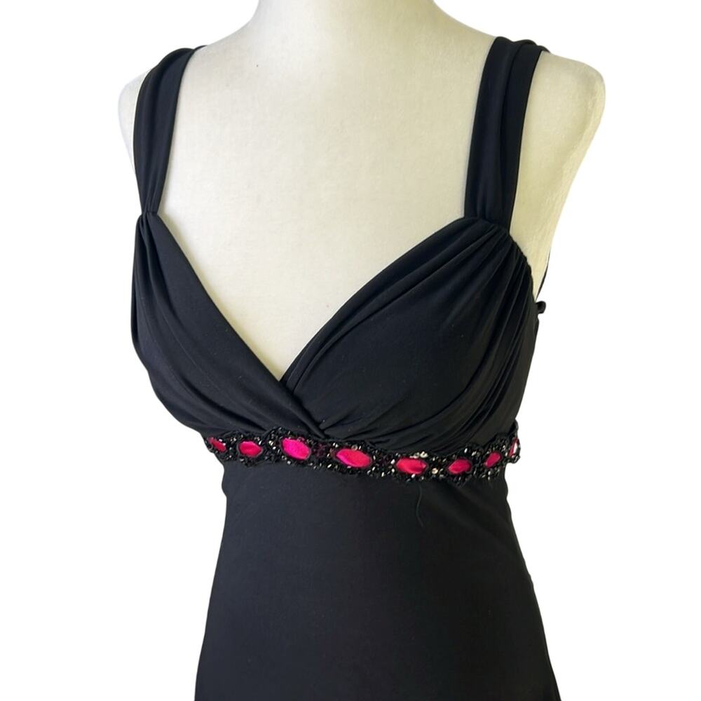Women’s vintage 90s fit and and flare dress black strappy stretchy size sm - Picture 2 of 4
